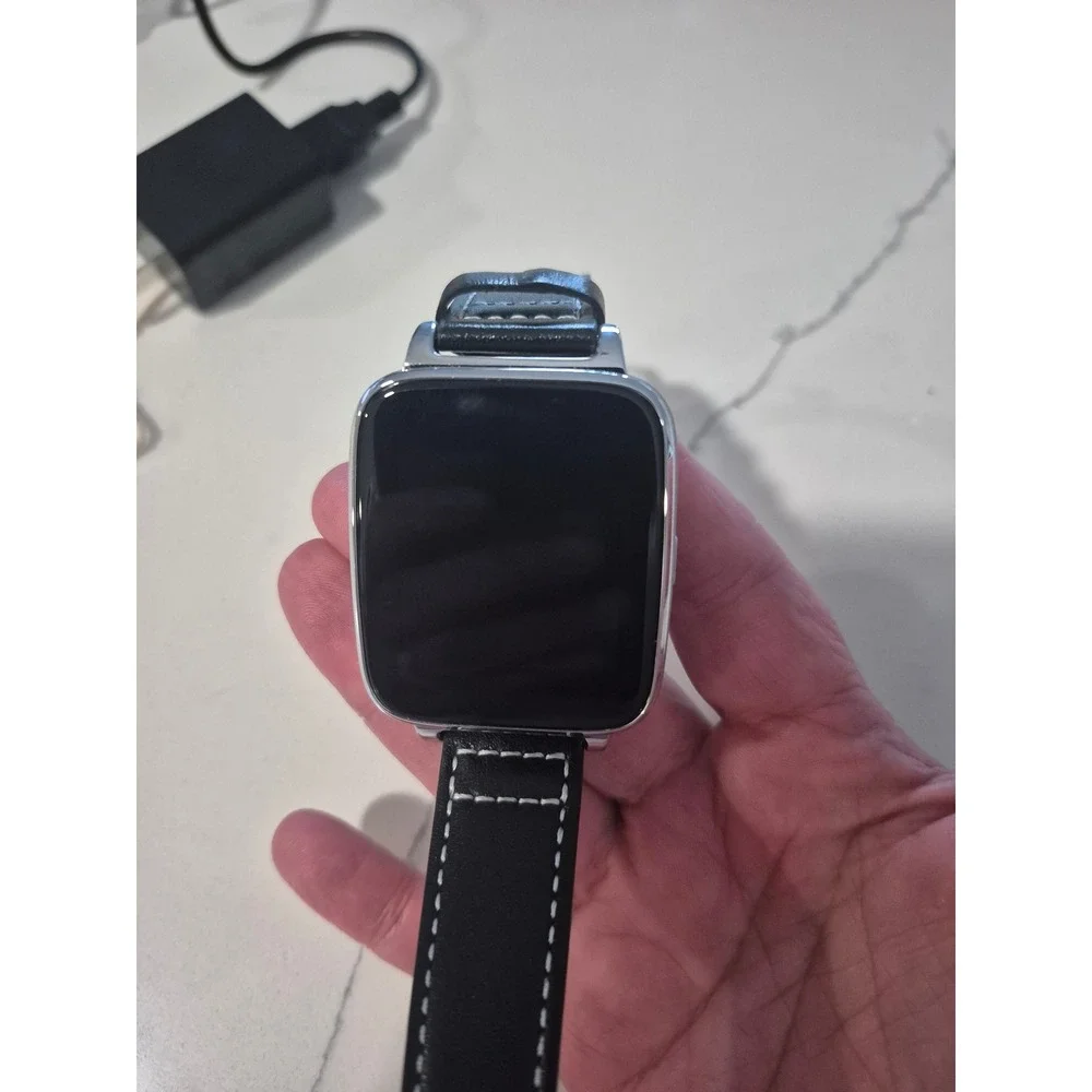 Beantech BIT S1 Smart Watch Black Leather Strap‎ Silver Case Bluetooth i